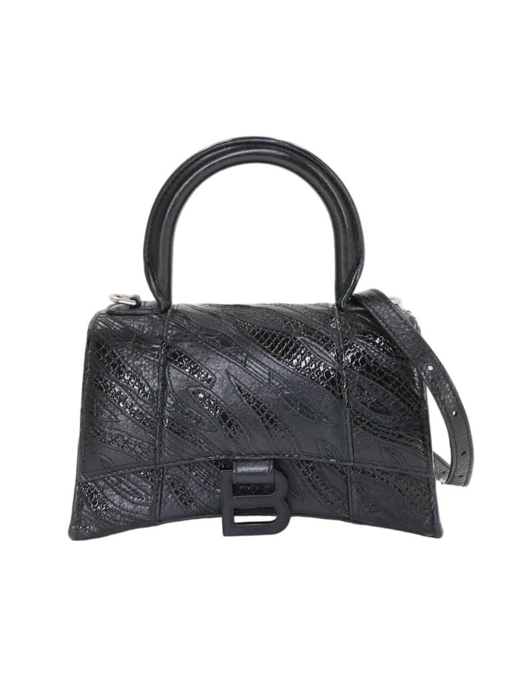 Balenciaga Hourglass XS 2-Way Bag Leather Black Silver